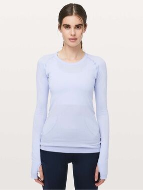 Lululemon Swiftly Tech Long-Sleeve Shirt 2.0 Hip Length size 6 lilac baby blue
